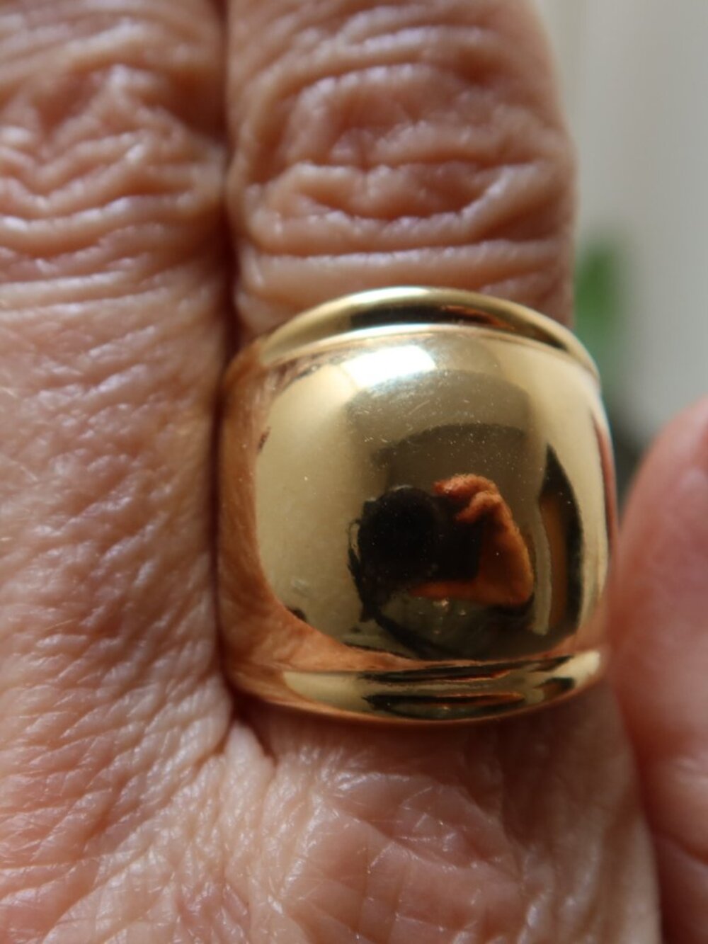 Wolf and Badger large dome ring in gold brass size 8